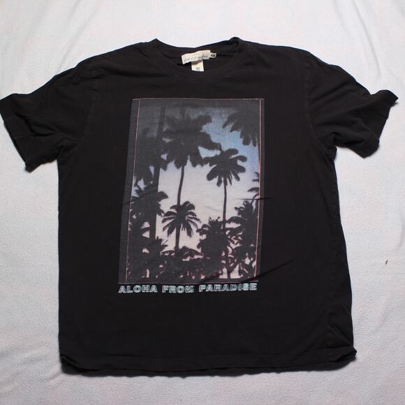 H&M L.O.G.G. Aloha From Paradise Graphic T-Shirt Men’s XL Black Palm Tree Tee - Picture 1 of 5